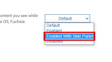 Selecting enabled with side panel option