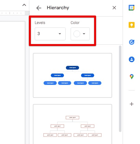 Selecting levels and color for the chart