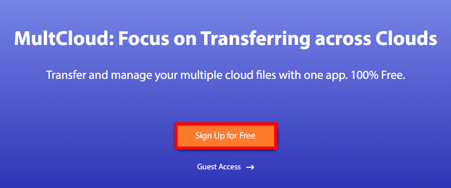 Signing up for MultCloud