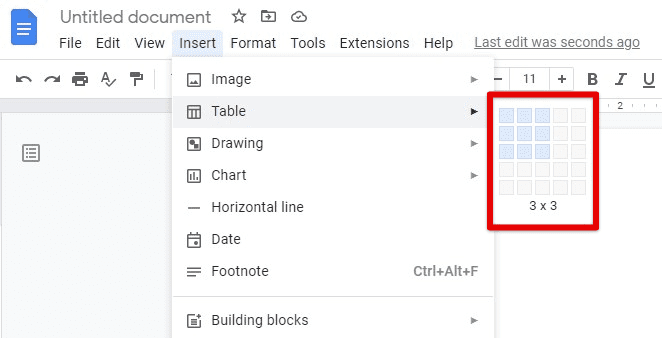 Specifying table dimensions