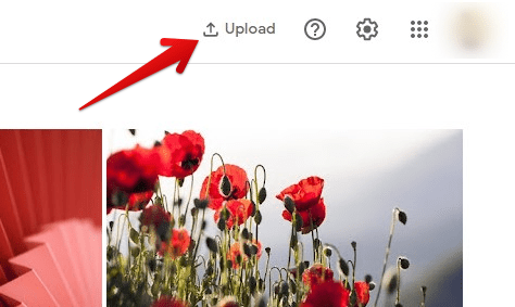 Upload button in Google Photos