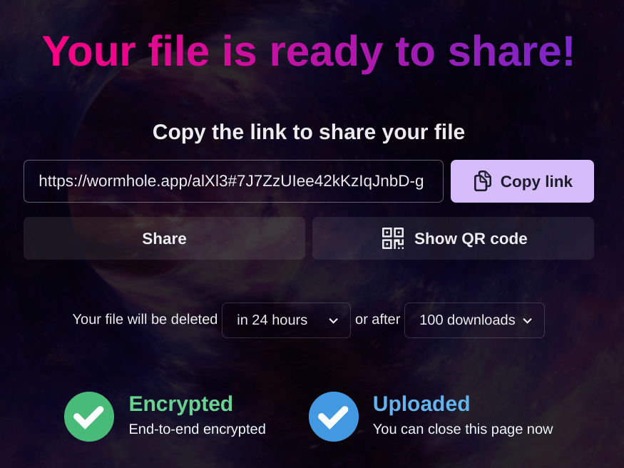 Wormhole file prepared