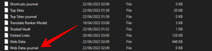 Deleting the "Web Data journal" file