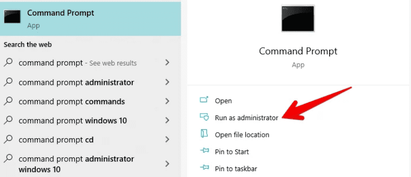 Launching the Command Prompt as an administrator