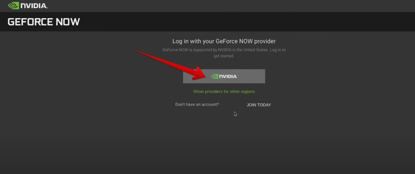 Logging Into GeForce Now