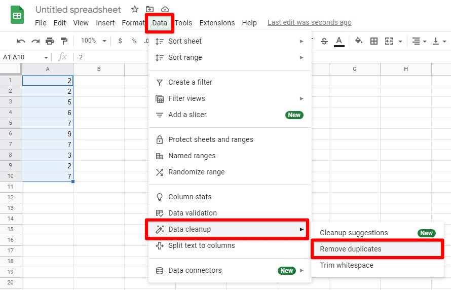 Remove duplicates option in data cleanup