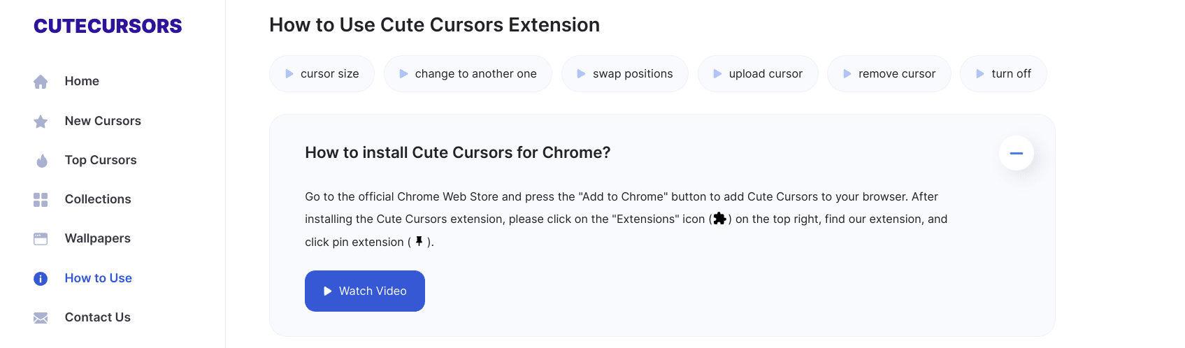 Cute Cursors extension installed