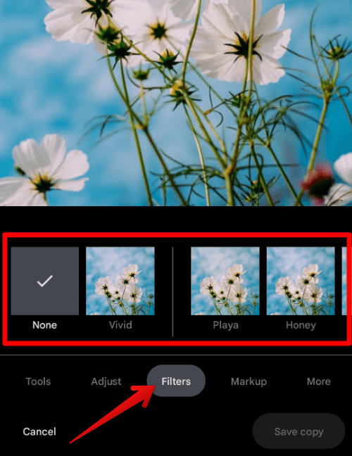 Filters tab