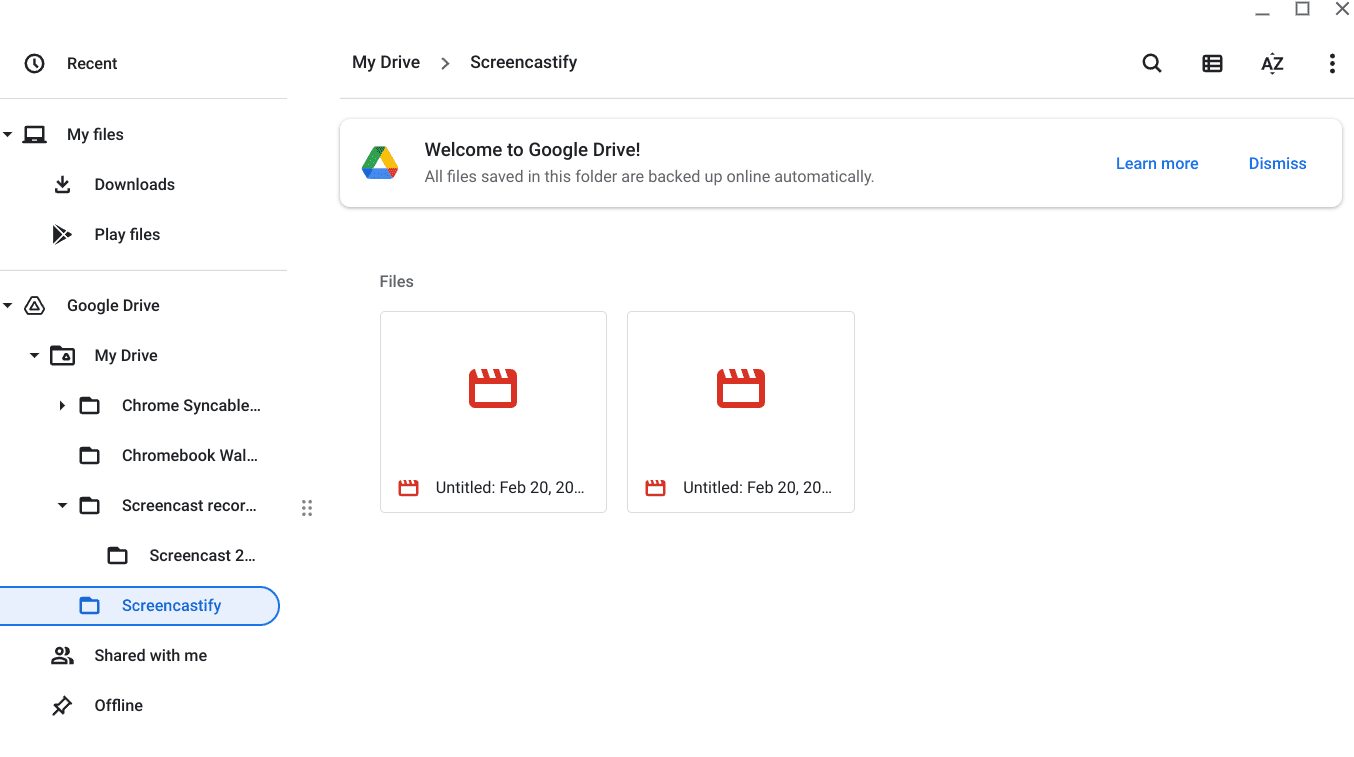 Save file location of the Screencast recording