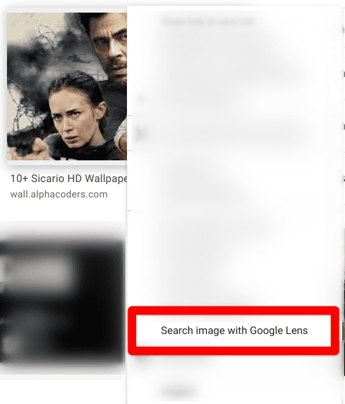 Searching image with Google Lens feature