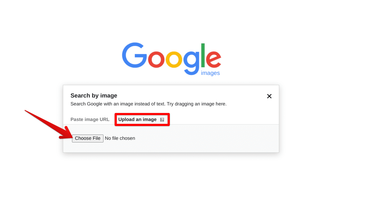 Uploading an image to reverse search