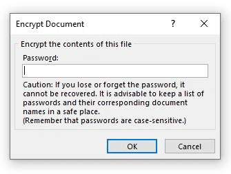 Encrypt document window