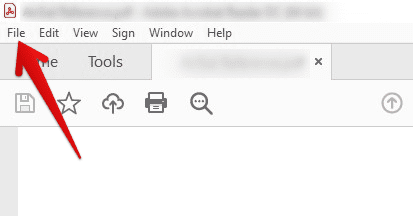 File tab in Adobe Acrobat