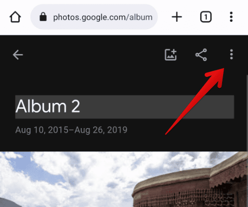 Opening album settings on browser