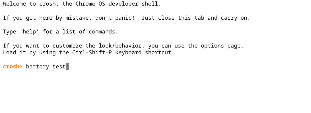 Performing a battery test in Crosh