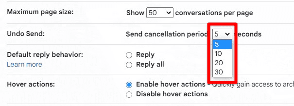 Selecting the number of seconds