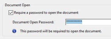 Setting password on a PDF file