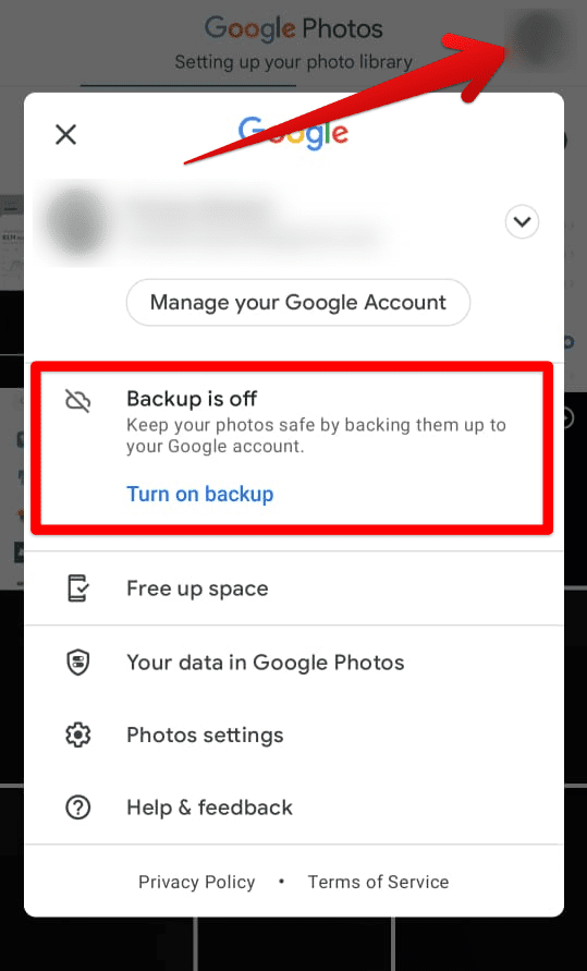 Turning on backup