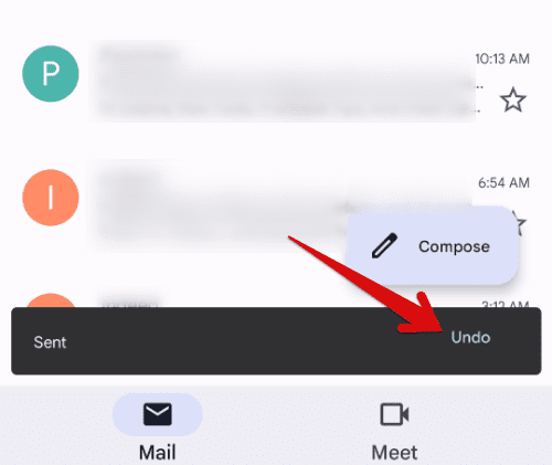 Undo button on mobile app