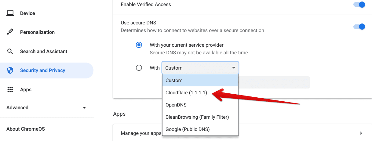 Using Cloudflare as secure DNS