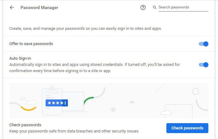 Utilizing the Google Chrome password manager