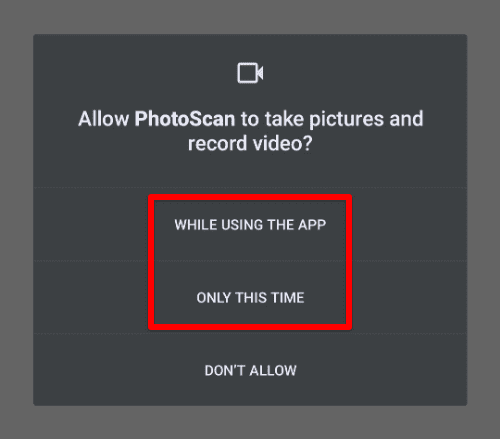 Allow PhotoScan to take pictures
