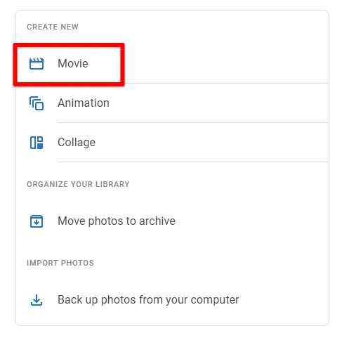 Creating a new movie on desktop