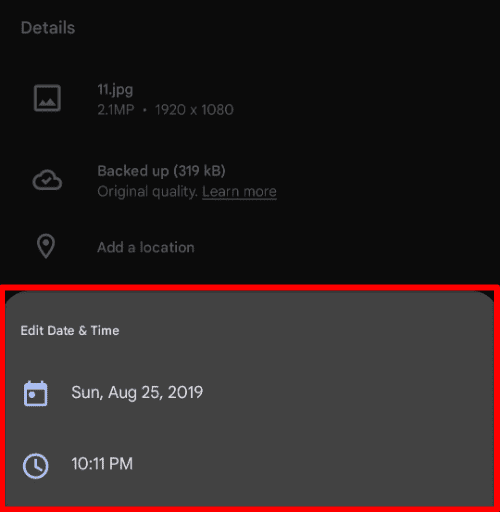 Edit date & time window