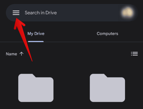 Opening the Google Drive menu