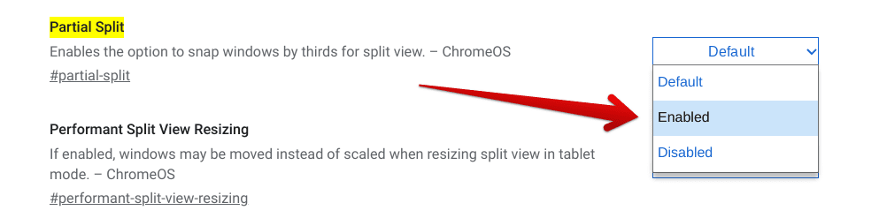Partial Split in ChromeOS