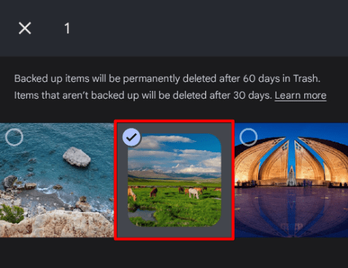 Selecting a photo to be recovered