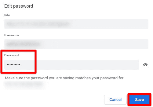 Updating the password on PC