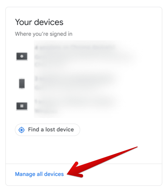 Clicking on "Manage all devices"