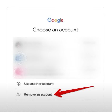 Clicking on "Remove an account"