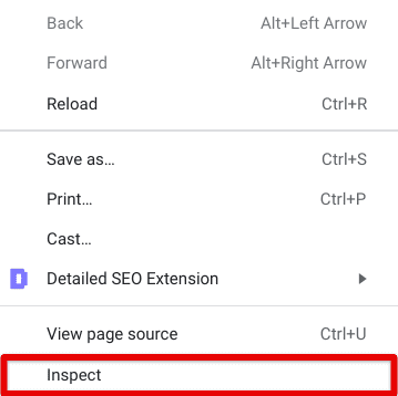 Clicking on the "Inspect" button