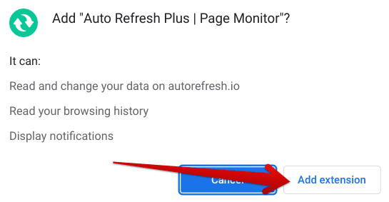 Confirming the installation of Auto Refresh Plus