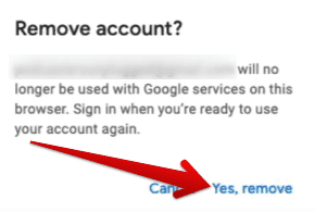 Confirming the removal of the account