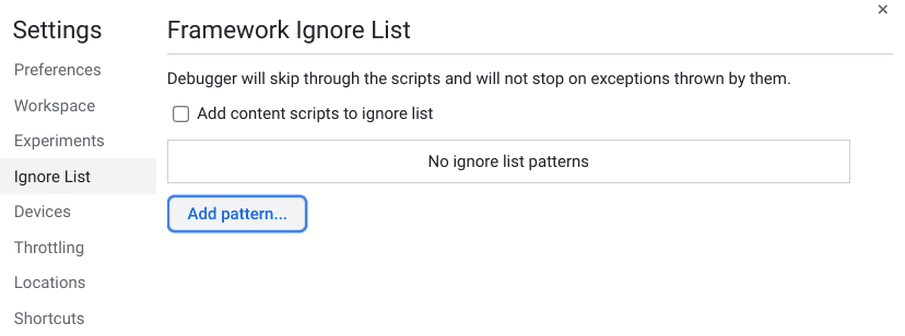 Framework Ignore List
