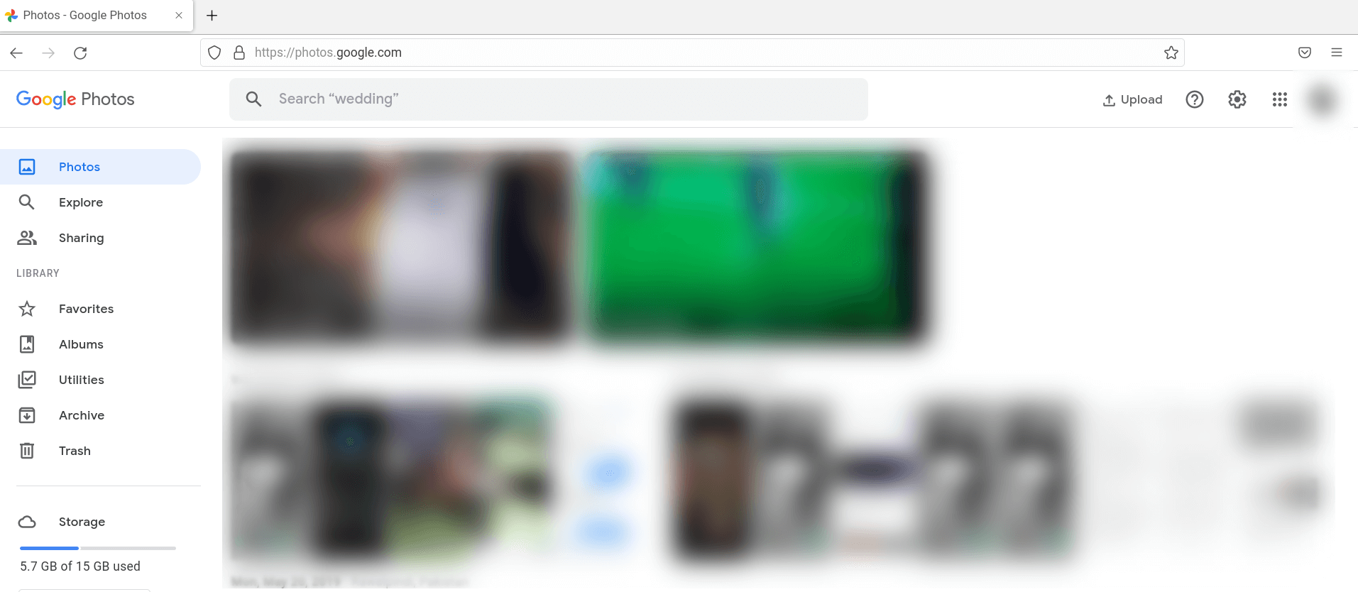 Google Photos in Mozilla Firefox