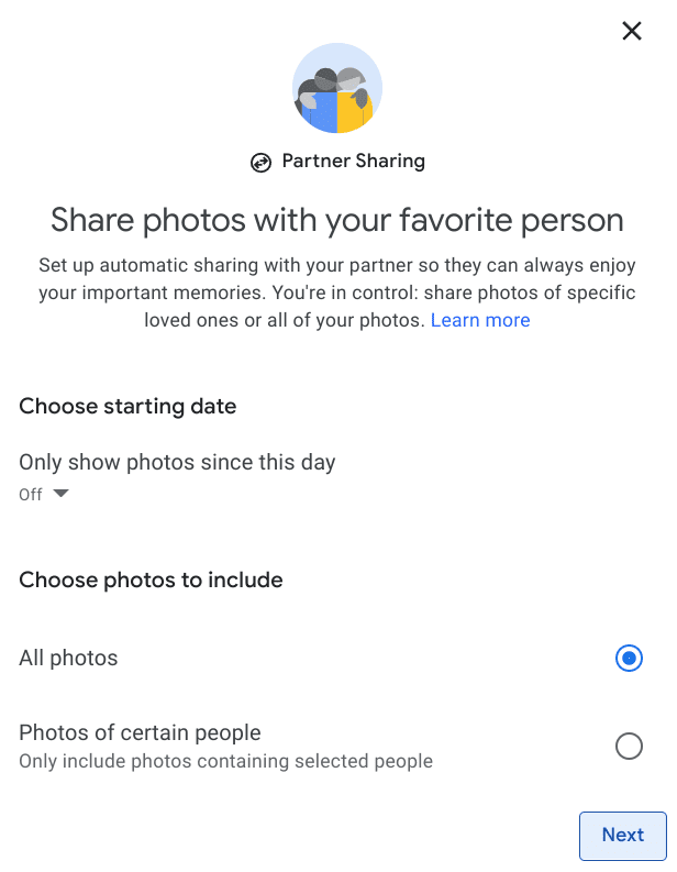 Partner Sharing in Google Photos