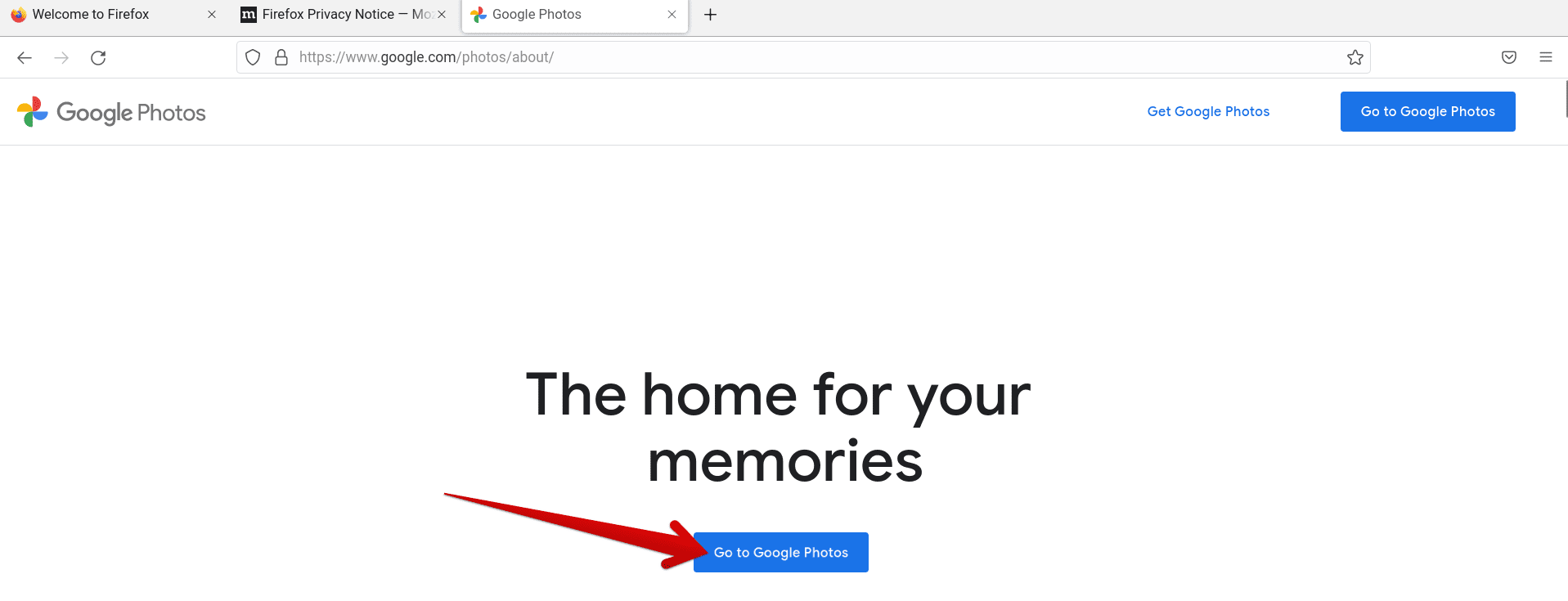 Signing into Google Photos