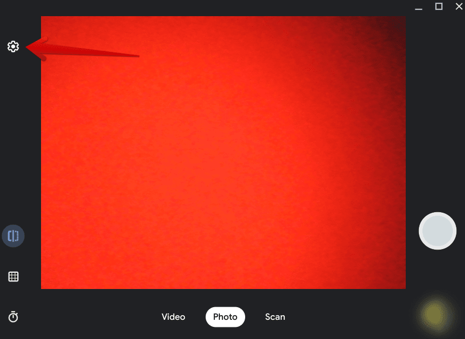 The Settings area of the ChromeOS camera app