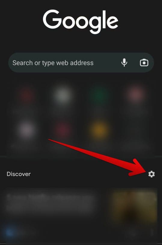 Clicking on the "Discover" settings button