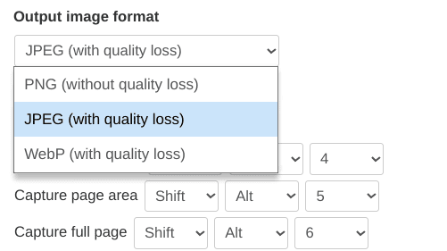 Different file formats in Monosnap