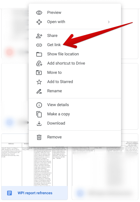 Generating the download link for the file in Google Drive