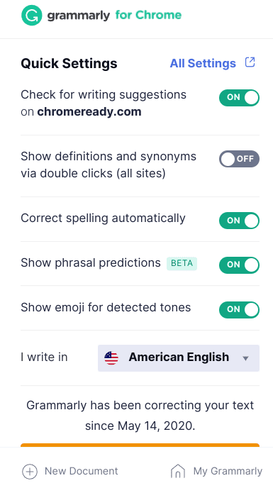 Grammarly on Google Chrome