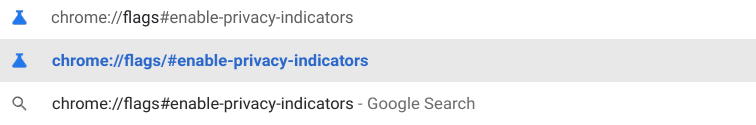 Looking up the Privacy Indicators Chrome flag