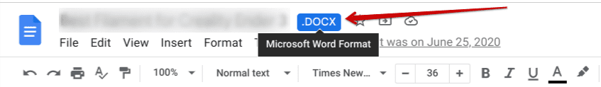 Microsoft Word file format opened in Google Docs