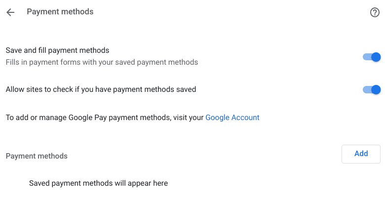 Payment methods