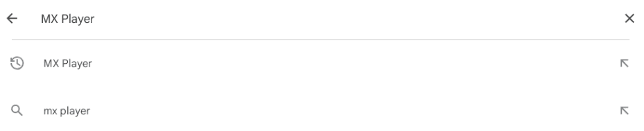 Searching for MX Player on Google Play